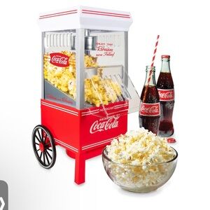Coca-Cola Hot-Air Popcorn Maker Machine - Makes Up to 12 Cups - Oil-Free Popcorn
